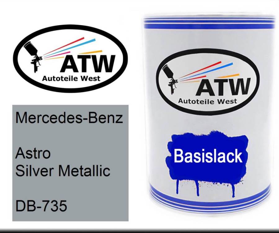 Mercedes-Benz, Astro Silver Metallic, DB-735: 500ml Lackdose, von ATW Autoteile West.